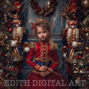 Nutcracker Backdrop Digital Background Photography Composite, Indoor Nutcracker Studio Portrait, Christmas Digital Backdrop, Downloadable