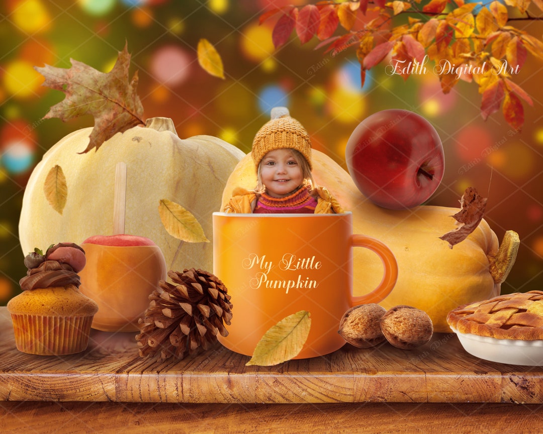 Fall Digital Backdrop Autumn Background Mug Photography - Etsy