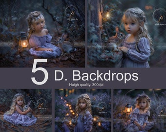 5 paarse bloemenpad digitale achtergronden fotografie digitale achtergronden bundel, grillige tuin, konijn, betoverd bos, Instant Download