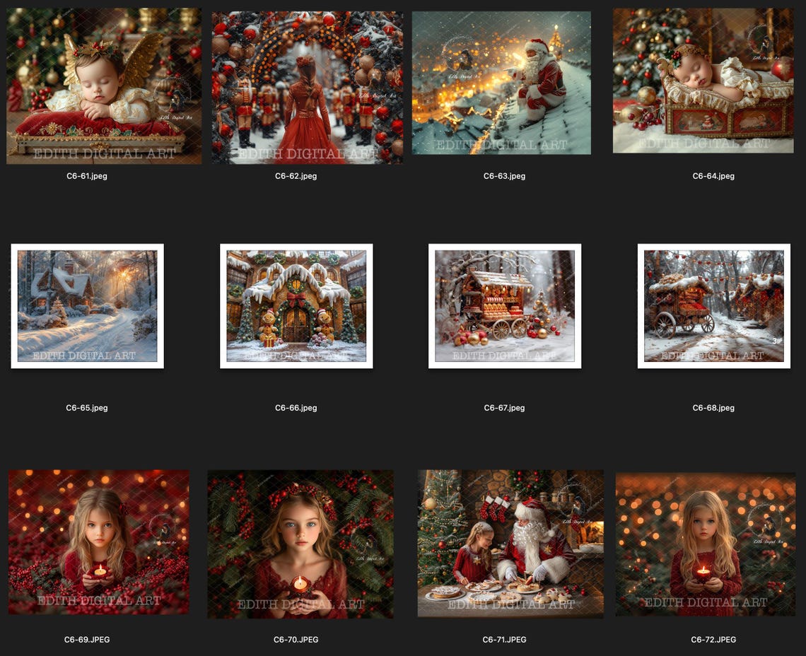 Christmas Digital Backdrop Bundle, Christmas Background Photography, 80 ...