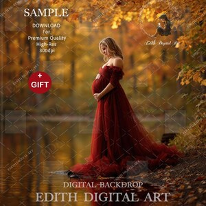 Sfondo digitale autunnale, sfondo autunnale per composizioni fotografiche per maternità, bambini, famiglia, animali domestici, anziani, ritratti all'aperto. Lago nella foresta.