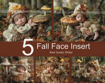 Newborn Digital Backdrop For Photography, Newborn Face Insert, 5 Autumn Baby Digital Background, Fall,  Fantasy Composite Digital Download