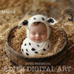 Baby Cow Newborn Digital Backdrop, Newborn Face Insert Photography Prop, Baby Photo Composite, Country Digital Background For Girl or Boy