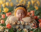 Newborn Digital Background Photography Composite, Face Insert Baby Backdrop Girl Add face Digital Photo Prop, Newborn Easter Bee Portrait