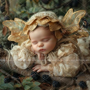 Newborn Digital Backdrop Photography, Fairy Face Insert, Baby Digital Background Girl, Add face, Fairytale Digital Photo Prop Composite.