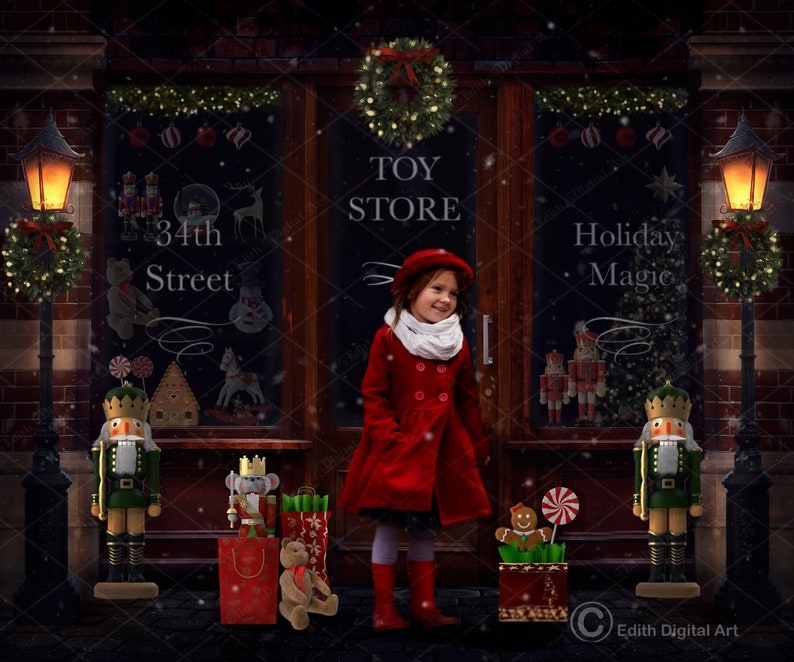 Christmas Toy Shop Digital Backdrop Christmas Scene | Etsy