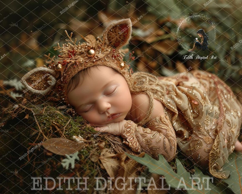 Newborn Digital Backdrop Photography, Face Insert Baby Dear Digital