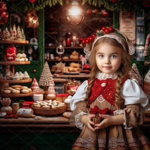 Cyfrowe tło fotograficzne na Boże Narodzenie, cyfrowe tło kompozytowe na Boże Narodzenie, cyfrowy szablon na Boże Narodzenie, kuchnia piekarnicza, stół cukierniczy. 1