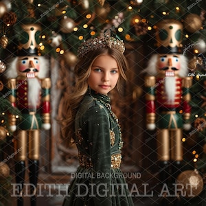 Nutcracker Backdrop Digital Composite, Blurred Christmas Digital Background Photo, Studio Photography Download, Xmas Theme, Instant Download