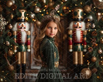 Nutcracker Backdrop Digital Composite, Blurred Christmas Digital Background Photo, Studio Photography Download, Xmas Theme, Instant Download