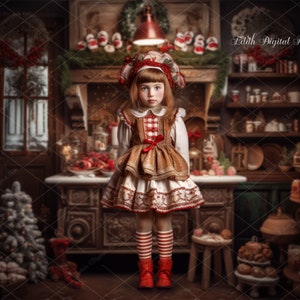 Christmas Digital Background Photography, Christmas Digital Backdrop Composite, Christmas Digital Template, Bakery Kitchen, Pastry Table. 3