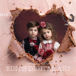 Rode gescheurde papieren hartoverlay, chocolade liefdeshart sjabloon, Valentijnsdag digitale achtergrondfotografie, roze burst-papier, png-download