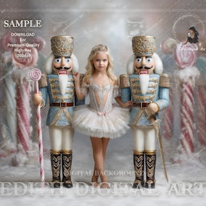 Nutcracker Backdrop Christmas Digital Background Studio Photography Composites For Xmas Mini Sessions. Printable Artwork, Holiday Photoshoot
