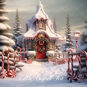 Gingerbread Digital Backdrop, Christmas Digital Background, Christmas Gingerbread House,  Phogtography  Overlay for kids, toddlers, Pets.