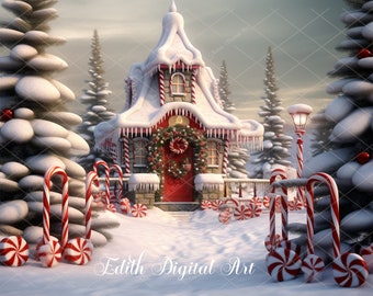 Gingerbread Digital Backdrop, Christmas Digital Background, Christmas Gingerbread House,  Phogtography  Overlay for kids, toddlers, Pets.