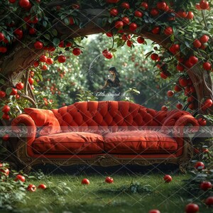 Autumn Digital Backdrop For Photography, Apple Orchard Chair, Digital Background Composite, Harvest, Garden, Fall, Outdoor  Photo Portraits.