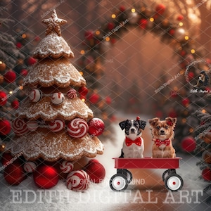 Christmas Dog Digital Backdrop Photography, Christmas Pets Portrait, Christmas Background For Cats, Xmas Animals Lovers, Photo Download.