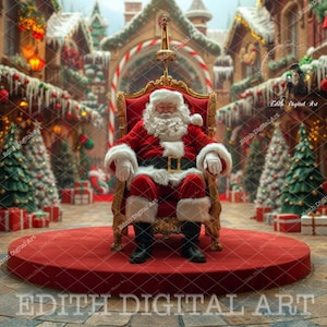 Santa Digital Backdrop, North Pole Village, Santa Composite, Xmas Studio Portrait, Printable Wall Background Photography, Christmas Street