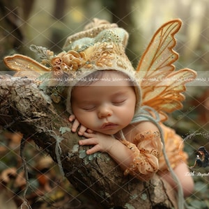 Newborn Digital Backdrop For Photography, Newborn Face Insert, 10 Autumn Baby Fairy Digital Background, Fantasy Composite Digital Download zdjęcie 4