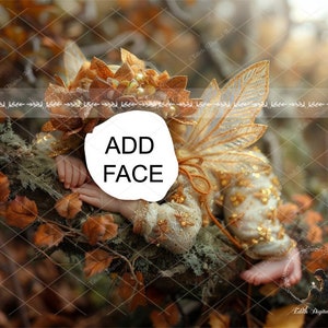 Newborn Digital Backdrop For Photography, Newborn Face Insert, 10 Autumn Baby Fairy Digital Background, Fantasy Composite Digital Download zdjęcie 6