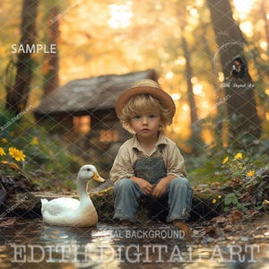Spring Digital Backdrop For Easter, Duck Pond, Outdoor Nature Background, Studio Portrait Composite, Photoshop Overlay, Floral Summer Forest