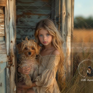 Autumn Digital Backdrop For Photography, Fall Barn Digital Background Composite, Wheat Field, Harvest, Outdoor  Portraits, Instant Download