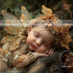 Newborn Digital Backdrop For Photography, Newborn Face Insert, 10 Autumn Baby Fairy Digital Background, Fantasy Composite Digital Download zdjęcie 10