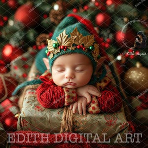 Newborn Christmas Digital Backdrop, Christmas Gift Digital Prop, Baby Background Photography, Holiday Portrait, First Christmas, Download