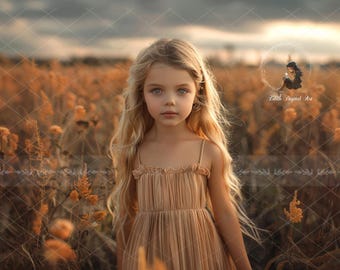 Autumn Field Digital Backdrop Photography, Fall Harvest, Sunset, Outdoors Portrait, Studio Composite, Nature, Golden Hour, Instant Download