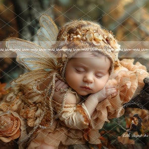 Newborn Digital Backdrop For Photography, Newborn Face Insert, 10 Autumn Baby Fairy Digital Background, Fantasy Composite Digital Download zdjęcie 7