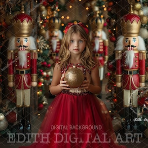 Nutcracker Digital Backdrop, Photoshop Template, Xmas Studio Digital Background, Christmas Digital Backdrop, Nutcracker Composite, Download.