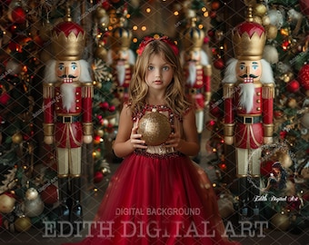 Nutcracker Digital Backdrop, Photoshop Template, Xmas Studio Digital Background, Christmas Digital Backdrop, Nutcracker Composite, Download.