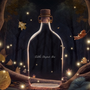 Fairytale Digital Backdrop, Fairy Background Composite, Fairytale Bottle on Enchanted Forest, Digital Download Photography for Photoshop.