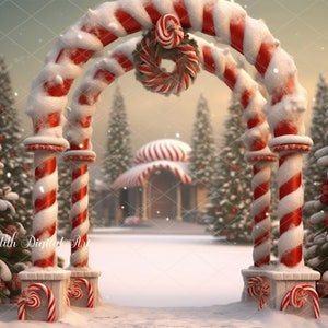 Gingerbread Digital Backdrop, Christmas Digital Background, Christmas  Candy Village Arch,  Phogtography  Overlay for kids, toddlers, Pets.