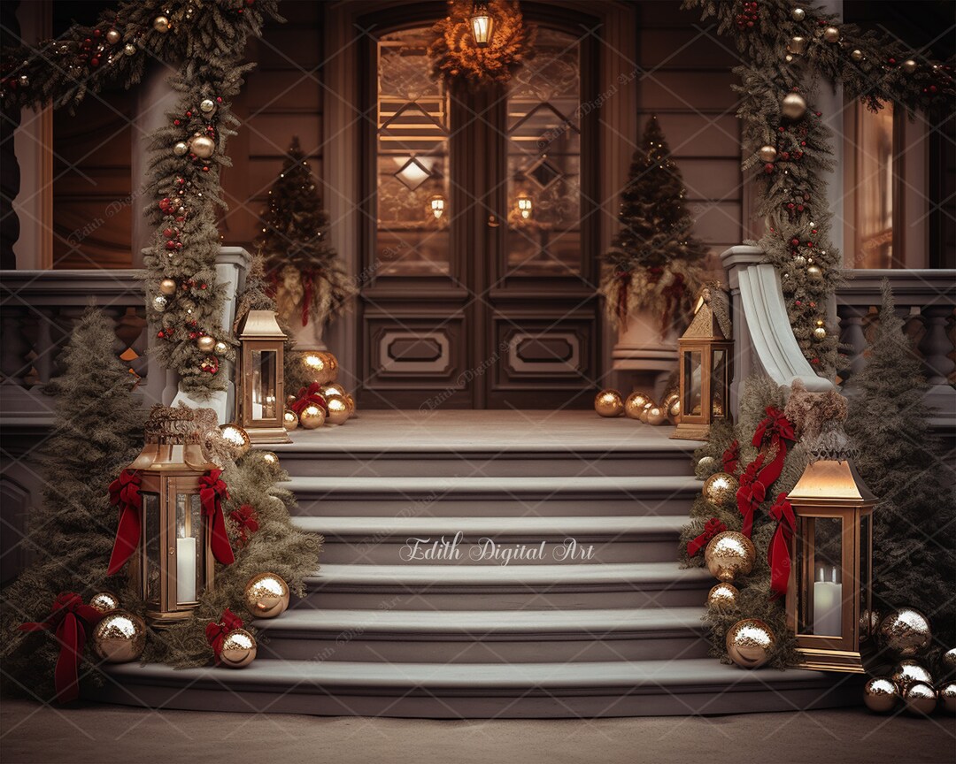 Christmas Backdrop Photography, Christmas Cabin in the Woods Background ...