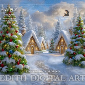 Gingerbread Christmas Village, Digital Photo Studio Background, Candyland Street Road , Holidays Backdrop Banner, Xmas Photography Composite