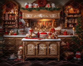 Portrait de photographie de toile de fond numérique de Noël, fond numérique composite de Noël, modèle numérique de Noël, toile de fond de cuisine de boulangerie