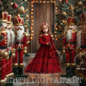 Nutcracker Backdrop Digital Christmas Background Studio Photo Composite, Holiday Portrait, Xmas Theme, Photoshop Background, Downloadable.