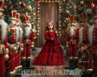 Nutcracker Backdrop Digital Christmas Background Studio Photo Composite, Holiday Portrait, Xmas Theme, Photoshop Background, Downloadable.