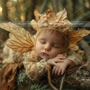 Newborn Digital Backdrop For Photography, Newborn Face Insert, 10 Autumn Baby Fairy Digital Background, Fantasy Composite Digital Download zdjęcie 9