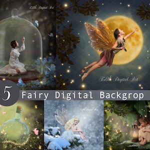 Fairy Digital Backdrop Photography, Fairytale Background Digital Photo, Enchanted Backdrop Composite, Fantasy Magic For Photoshop Overlay.