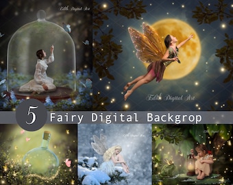 Fairy Digital Backdrop Photography, Fairytale Background Digital Photo, Enchanted Backdrop Composite, Fantasy Magic For Photoshop Overlay.