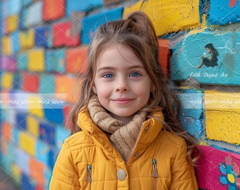 Back to School Digital Backdrop, School Wall Digital Background, School Studio Photography Composite for Kids Portrait, Instant Download.