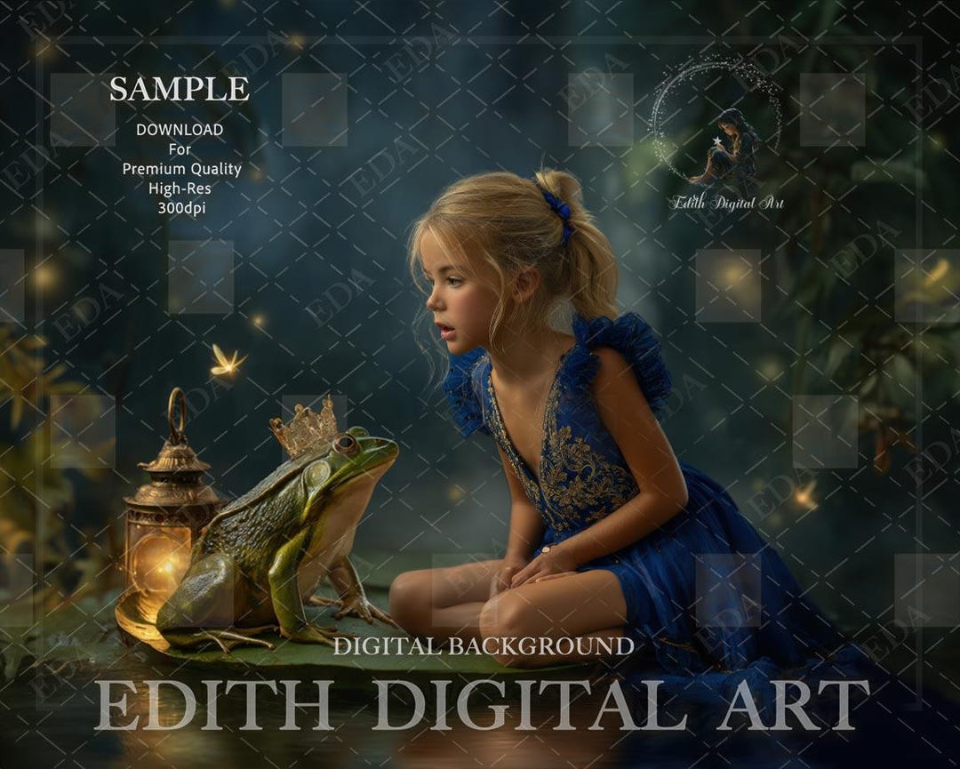 Frog Prince Digital Backdrop, Enchanted Princess Pond Scene, Magical ...