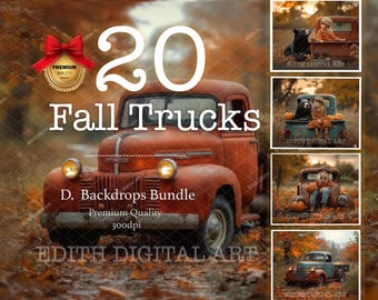 Fall Truck Digital Backdrop Bundle: Autumn Harvest Portrait (Digital Download)