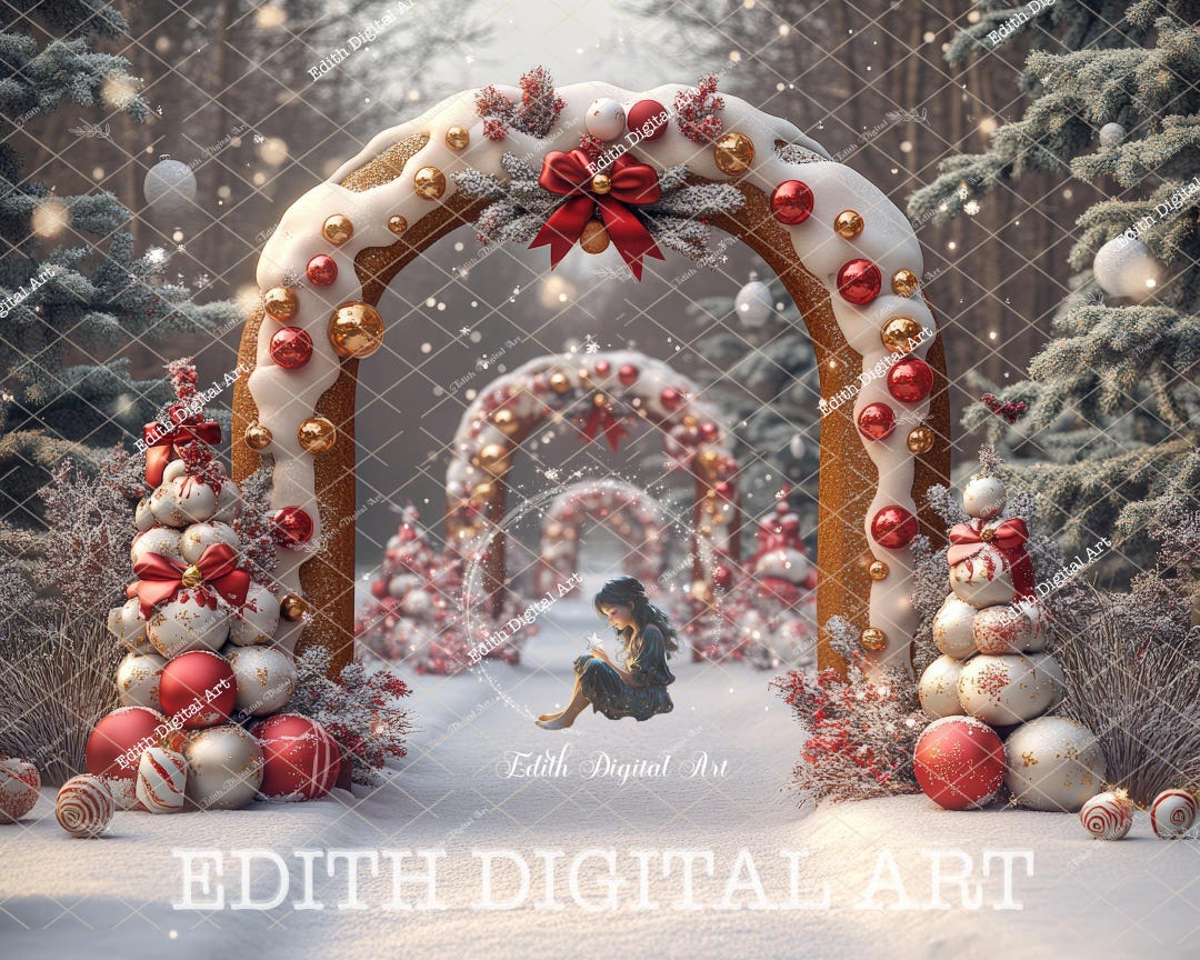 Christmas Arch Digital Backdrop Composite, Gingerbread Arch Digital ...
