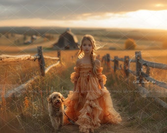 Fall Digital Backdrop Photography, Autumn Background Composite, Barn Road, Nature Outdoor Portrait, Country Farm Path Instant Download Photo