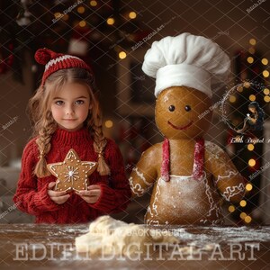 Gingerbread Child Computer Background Gingerbread Digital Backdrop, Fantasy Christmas Portrait, Children ...