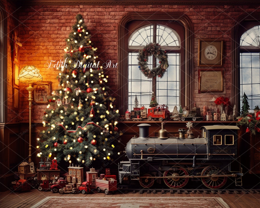 Christmas Photography Background, Xmas Living Room Studio Portrait ...