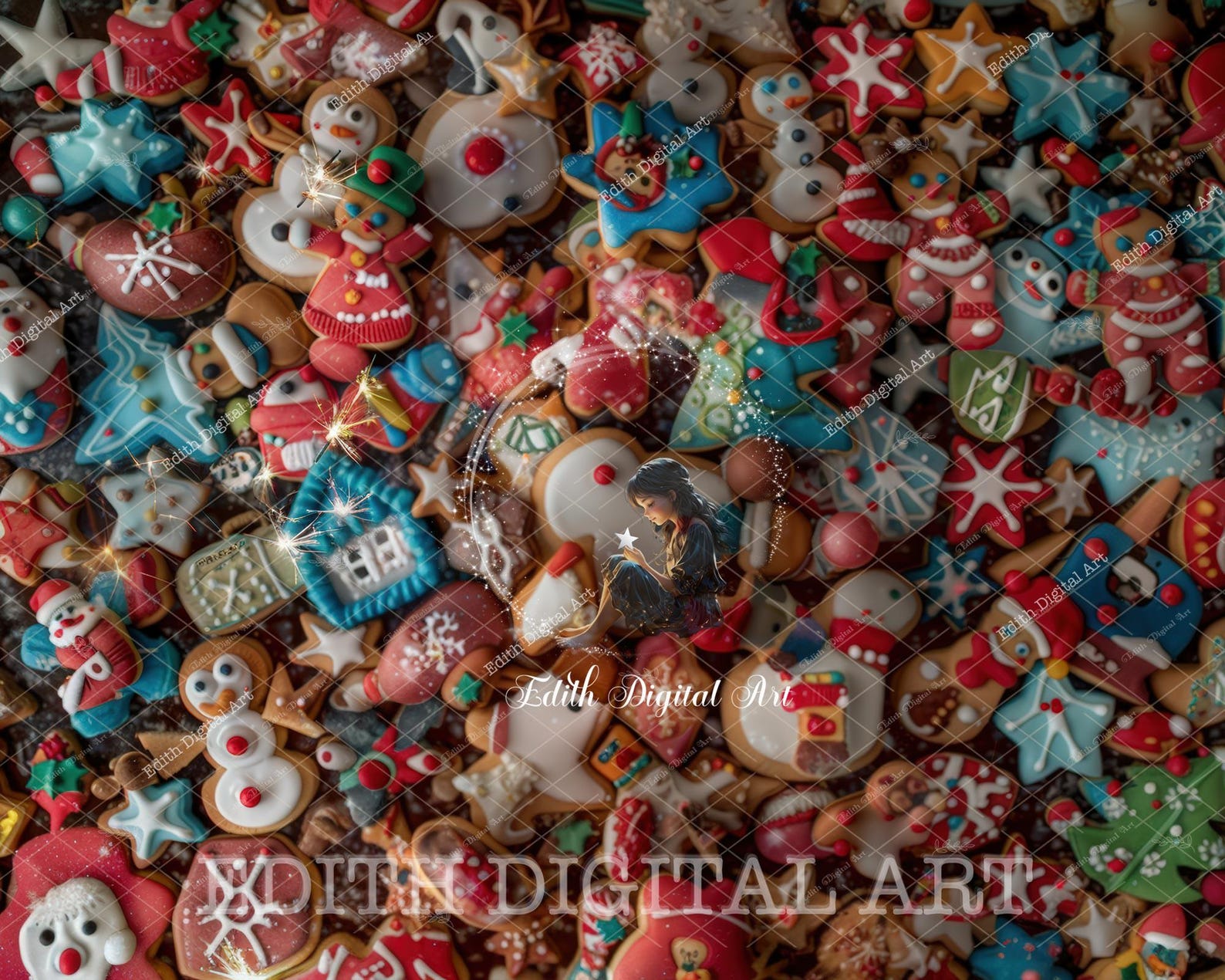Christmas Cookies Digital Background Photography Composite, Festive ...